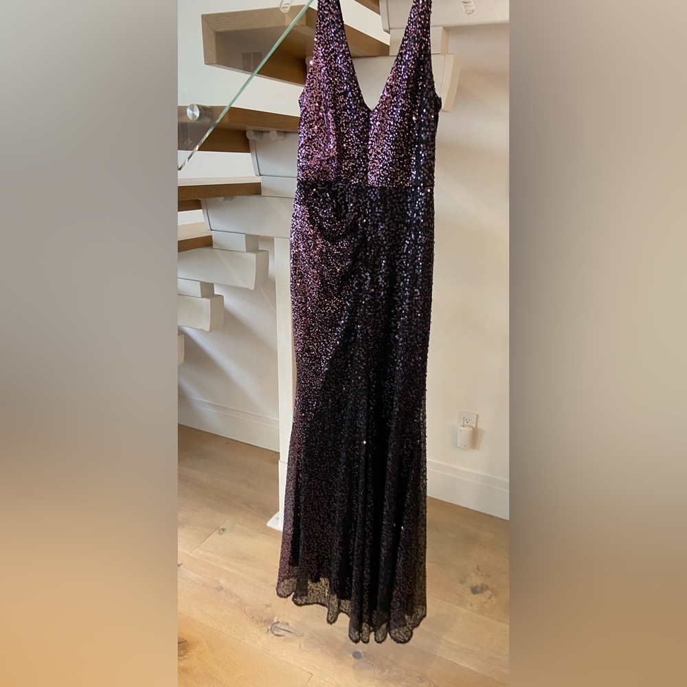 Badgley Mischka Glittering Maxi Skirt - Deep Purple